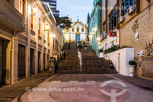 Escadaria do Rosário e Igreja de Nossa Senhora do Rosário e São Benedito (1830) ao fundo  - Florianópolis - Santa Catarina (SC) - Brasil
