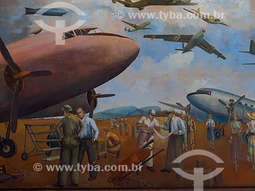  Detalhe do painel Aviação Moderna (1951) de Cadmo Fausto de Sousa no hall do Aeroporto Santos Dumont  - Rio de Janeiro - Rio de Janeiro (RJ) - Brasil