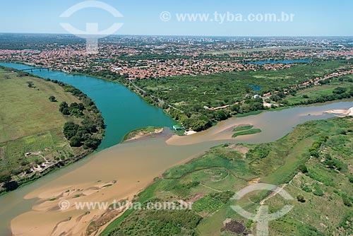  Foto aérea do Parque Municipal do Encontro dos Rios - encontro das águas do Rio Poti e Rio Parnaíba  - Teresina - Piauí (PI) - Brasil