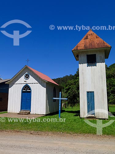 Fachada da Capela de São Valentim - construída em madeira pelos colonos  - Gramado - Rio Grande do Sul (RS) - Brasil