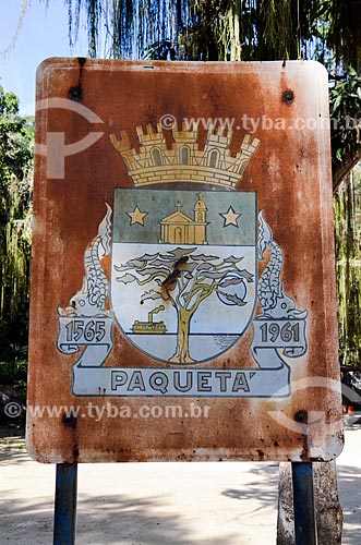  Placa com o brasão da cidade de Ilha de Paquetá  - Rio de Janeiro - Rio de Janeiro (RJ) - Brasil