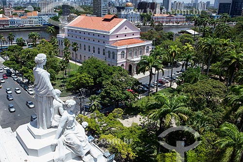  Vista do Teatro Santa Isabel (1850) a partir do Palácio da Justiça (1930) - sede do Tribunal de Justiça de Pernambuco  - Recife - Pernambuco (PE) - Brasil
