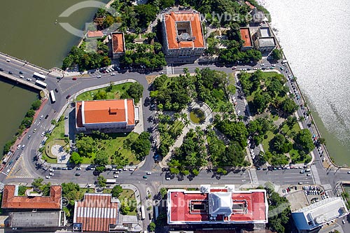  Foto aérea da Praça da República com o Teatro Santa Isabel (1850) e o Palácio da Justiça (1930) - sede do Tribunal de Justiça de Pernambuco  - Recife - Pernambuco (PE) - Brasil