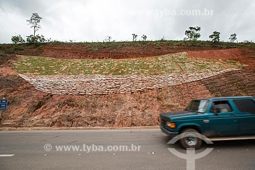  Obra de contenção de encosta - plantio de grama - no Km 632 da Rodovia BR-040  - Conselheiro Lafaiete - Minas Gerais (MG) - Brasil