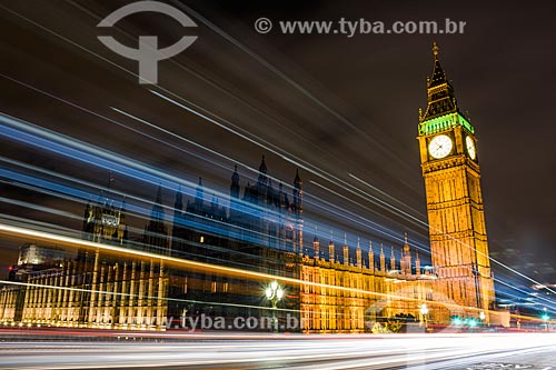  Torre do Big Ben (1859) no Palácio de Westminster à noite  - Londres - Grande Londres - Inglaterra