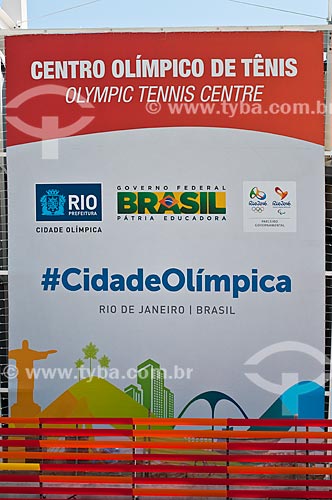  Detalhe de placa no Centro Olímpico de Tênis - parte do Parque Olímpico Rio 2016  - Rio de Janeiro - Rio de Janeiro (RJ) - Brasil