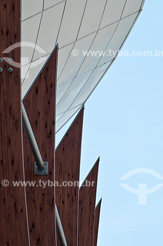  Detalhe da fachada da Arena Carioca 1 - parte do Parque Olímpico Rio 2016  - Rio de Janeiro - Rio de Janeiro (RJ) - Brasil