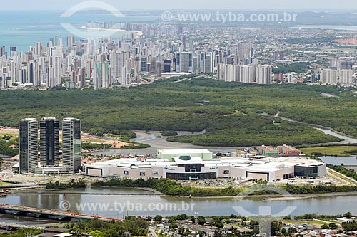  Foto aérea do Shopping Rio Mar com o Parque dos Manguezais  - Recife - Pernambuco (PE) - Brasil