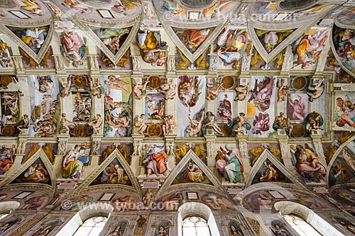  Detalhe do teto da Cappella Sistina (Capela Sistina)  - Cidade do Vaticano - Província de Roma - Itália