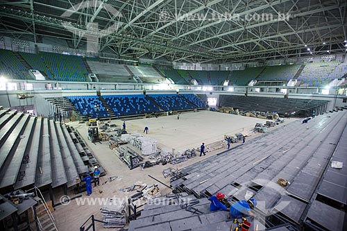  Canteiro de obras no interior da Arena Carioca 1 - parte do Parque Olímpico Rio 2016  - Rio de Janeiro - Rio de Janeiro (RJ) - Brasil