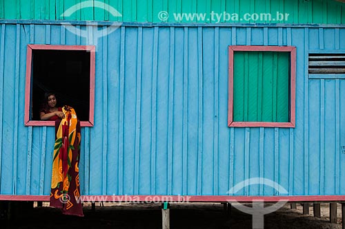  Fachada de casa em comunidade ribeirinha às margens do Rio Negro  - Barcelos - Amazonas (AM) - Brasil