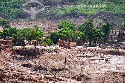  Ruínas de casas do distrito de Bento Rodrigues após o rompimento de barragem de rejeitos de mineração da empresa Samarco em Mariana (MG)  - Mariana - Minas Gerais (MG) - Brasil