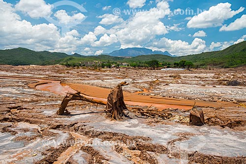  Vista geral de parte do distrito de Bento Rodrigues após o rompimento de barragem de rejeitos de mineração da empresa Samarco em Mariana (MG)  - Mariana - Minas Gerais (MG) - Brasil