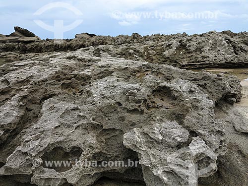  Detalhe de rocha que fica exposta quando a maré baixa - Praia do Meio  - Natal - Rio Grande do Norte (RN) - Brasil