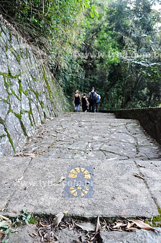  Indicação na trilha do Morro do Queimado próximo à Mesa do Imperador  - Rio de Janeiro - Rio de Janeiro (RJ) - Brasil