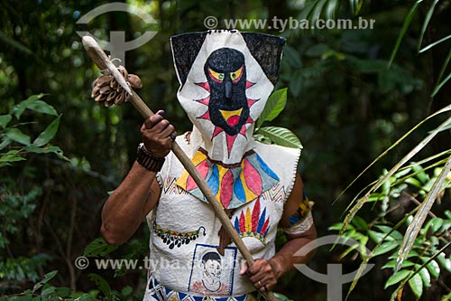  Mascarados durante o Ritual da Moça Nova dos índios Tikunas do Alto Solimões  - Tabatinga - Amazonas (AM) - Brasil