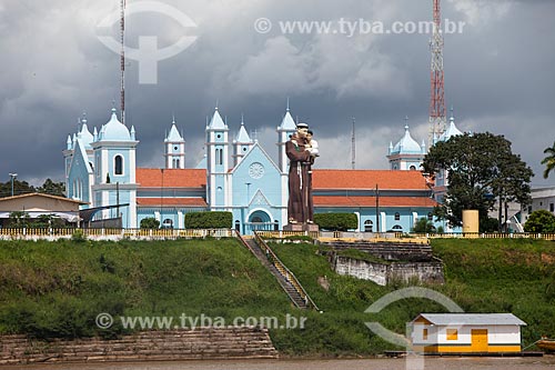  Vista da Igreja Matriz de Santo Antonio de Pádua - onde ocorre a Festa de Santo Antônio de Borba - a partir do Rio Madeira  - Borba - Amazonas (AM) - Brasil