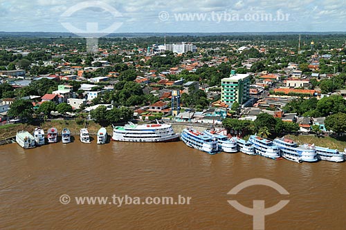  Foto aérea de barcos atracados em Parintins  - Parintins - Amazonas (AM) - Brasil