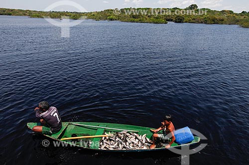  Canoa com peixe Jaraqui - Rio Negro  - Manaus - Amazonas (AM) - Brasil