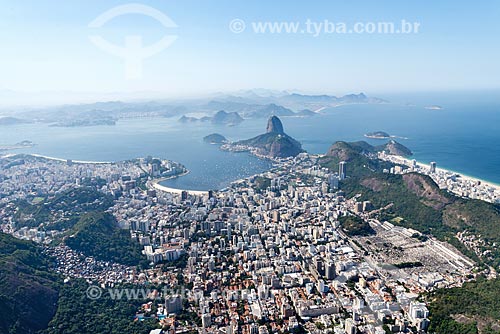  Foto aérea do bairro de Botafogo com o Pão de Açúcar ao fundo  - Rio de Janeiro - Rio de Janeiro (RJ) - Brasil