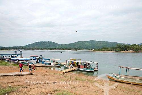  Barcos ancorados próximo ao encontro das águas do Rio Fresco e Rio Xingu  - São Félix do Xingu - Pará (PA) - Brasil