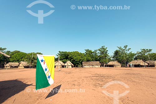  Bandeira da tribo Caiapó na Aldeia Moikarakô - Terra Indígena Kayapó  - São Félix do Xingu - Pará (PA) - Brasil