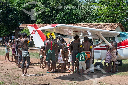  Avião monomotor na Aldeia Moikarakô - Terra Indígena Kayapó  - São Félix do Xingu - Pará (PA) - Brasil