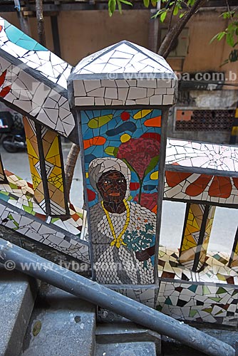  Detalhe de mosaico na escadaria do Morro da Conceição  - Rio de Janeiro - Rio de Janeiro (RJ) - Brasil
