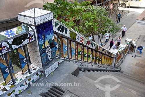 Detalhe de mosaico na escadaria do Morro da Conceição  - Rio de Janeiro - Rio de Janeiro (RJ) - Brasil