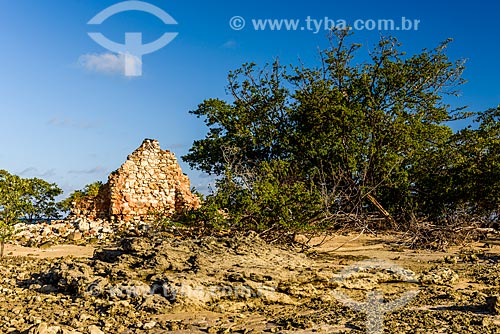  Manguezal e ruína na orla da 3ª Praia  - Cairu - Bahia (BA) - Brasil