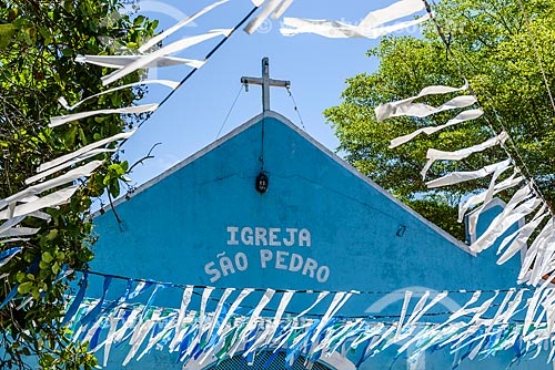  Detalhe da fachada da Igreja de São Pedro na Vila de Velha Boipeba  - Cairu - Bahia (BA) - Brasil