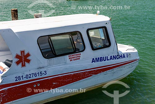  Barco ambulância atracada no porto da Vila de Velha Boipeba  - Cairu - Bahia (BA) - Brasil
