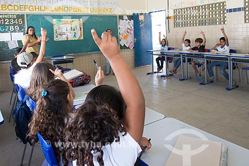  Interior de Escola Municipal da Aldeia Travessão de Ouro - Tribo Pipipãs  - Floresta - Pernambuco (PE) - Brasil