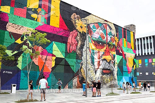 Detalhe do Mural Etnias na Orla Prefeito Luiz Paulo Conde (2016)  - Rio de Janeiro - Rio de Janeiro (RJ) - Brasil