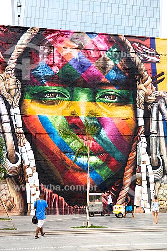  Detalhe do Mural Etnias na Orla Prefeito Luiz Paulo Conde (2016)  - Rio de Janeiro - Rio de Janeiro (RJ) - Brasil