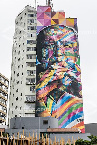  Mural em homenagem à Oscar Niemeyer em prédio da Avenida Paulista  - São Paulo - São Paulo (SP) - Brasil