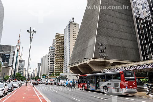  Fachada do Edifício Sede da Federação das Indústrias do Estado de São Paulo (FIESP) na Avenida Paulista  - São Paulo - São Paulo (SP) - Brasil