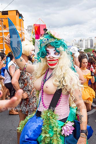  Folião durante desfile bloco de carnaval de carnaval de rua  - Belo Horizonte - Minas Gerais (MG) - Brasil