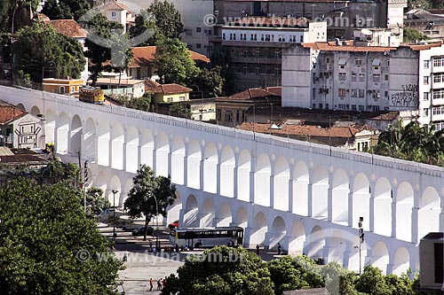  Vista geral dos Arcos da Lapa (1750) com o Bonde de Santa Teresa  - Rio de Janeiro - Rio de Janeiro (RJ) - Brasil