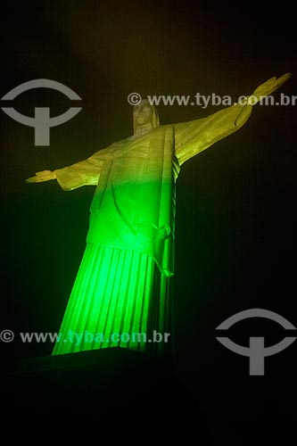  Cristo Redentor (1931) com iluminação especial - Verde e Amarelo  - Rio de Janeiro - Rio de Janeiro (RJ) - Brasil