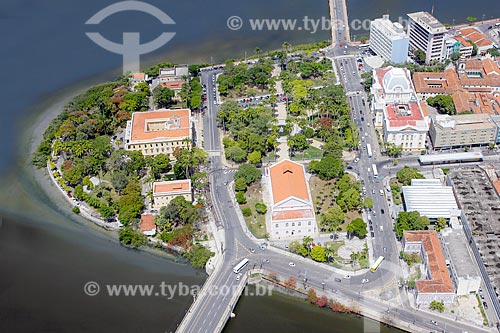  Foto aérea da Praça da República com o Palácio do Campo das Princesas (1841) - sede do Governo do Estado  - Recife - Pernambuco (PE) - Brasil