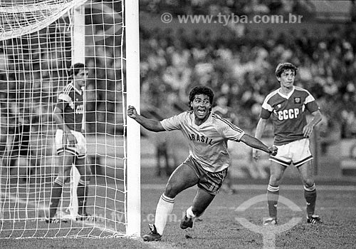  Romário comemorando gol na partida entre Brasil x União Soviética - Jogos Olímpicos - Seul 1988  - Seul - Cidade Especial de Seul - República da Coreia