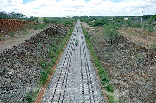  Vista de trecho da Ferrovia Nova Transnordestina  - Salgueiro - Pernambuco (PE) - Brasil