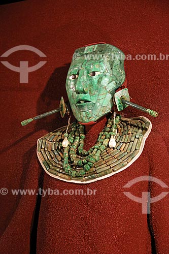  Detalhe da Máscara de Pakal - parte da coleção Maya do Museo Nacional de Antropología (Museu Nacional de Antropologia do México)  - Cidade do México - Distrito Federal - México