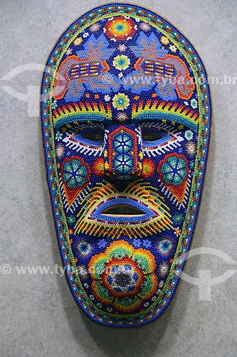  Detalhe da máscara em exibição no Museo Nacional de Antropología (Museu Nacional de Antropologia do México)  - Cidade do México - Distrito Federal - México