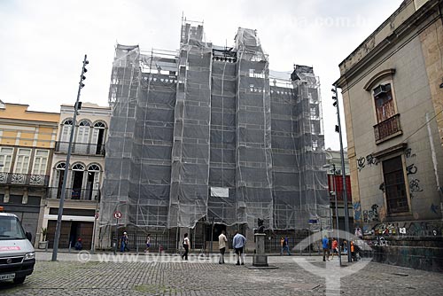  Detalhe da fachada do Real Gabinete Português de Leitura durante reforma  - Rio de Janeiro - Rio de Janeiro (RJ) - Brasil