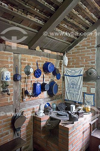  Interior da cozinha - parte social da casa - do Museu Nacional de Imigração e Colonização (1870)  - Joinville - Santa Catarina (SC) - Brasil