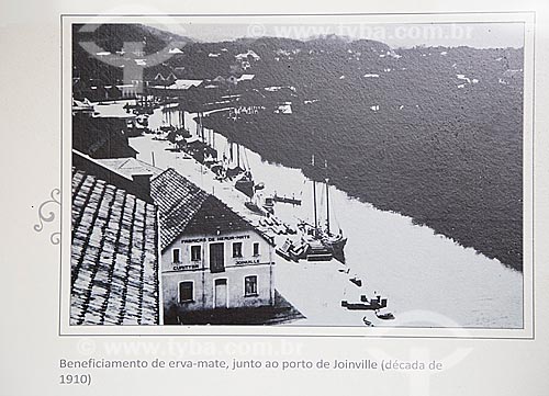  Beneficiamento de erva-mate (Ilex paraguariensis) próximo ao porto de Joinville (década de 1910) - Reprodução do acervo da Estação Museu da Memória  - Joinville - Santa Catarina (SC) - Brasil