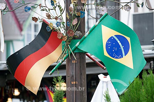  Detalhe de bandeiras do Brasil e Alemanha  - Blumenau - Santa Catarina (SC) - Brasil