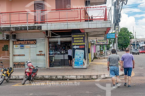  Fachada de lojas em rua comercial do centro de Macapá  - Macapá - Amapá (AP) - Brasil